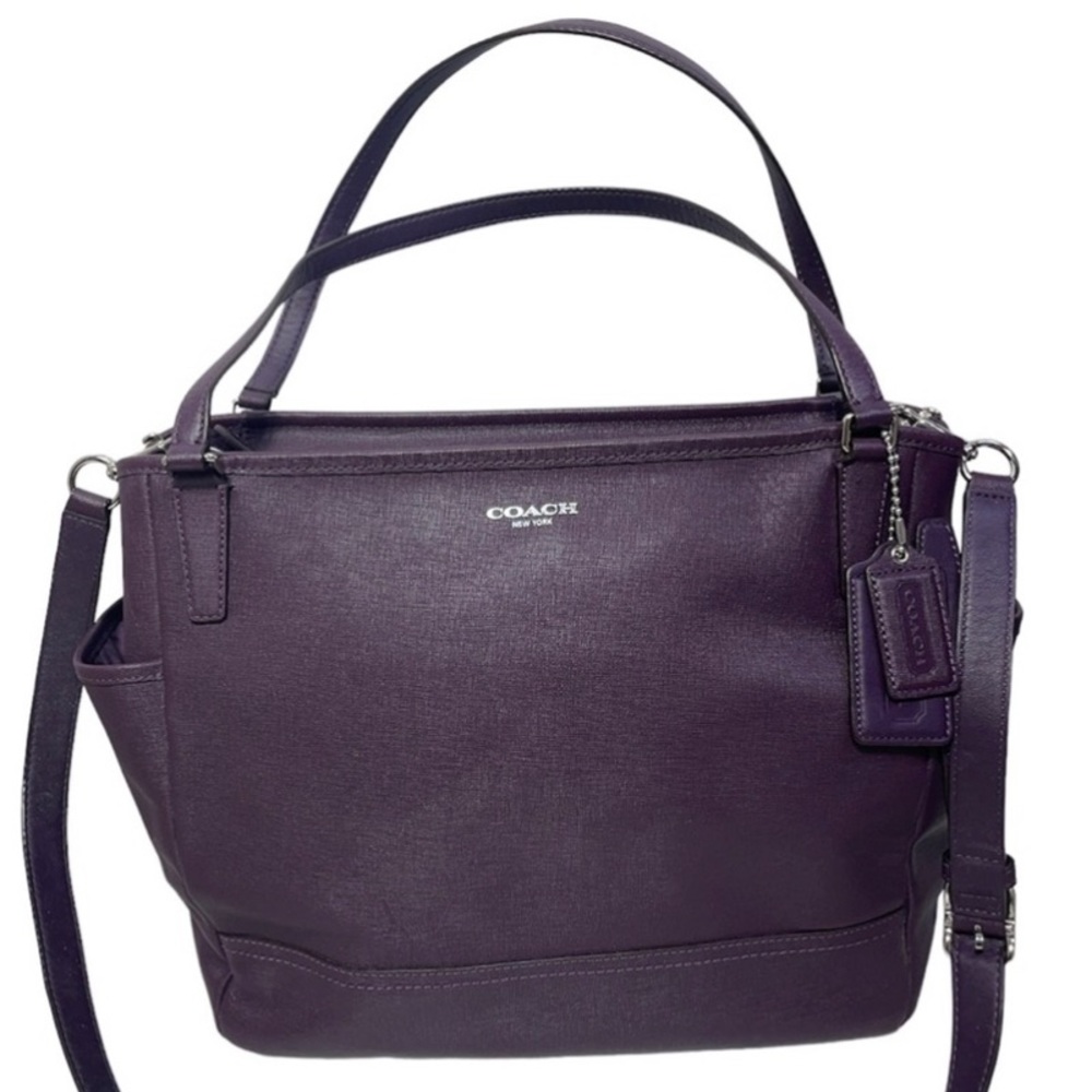Coach Purple Saffiano Leather Diaper Tote Bag